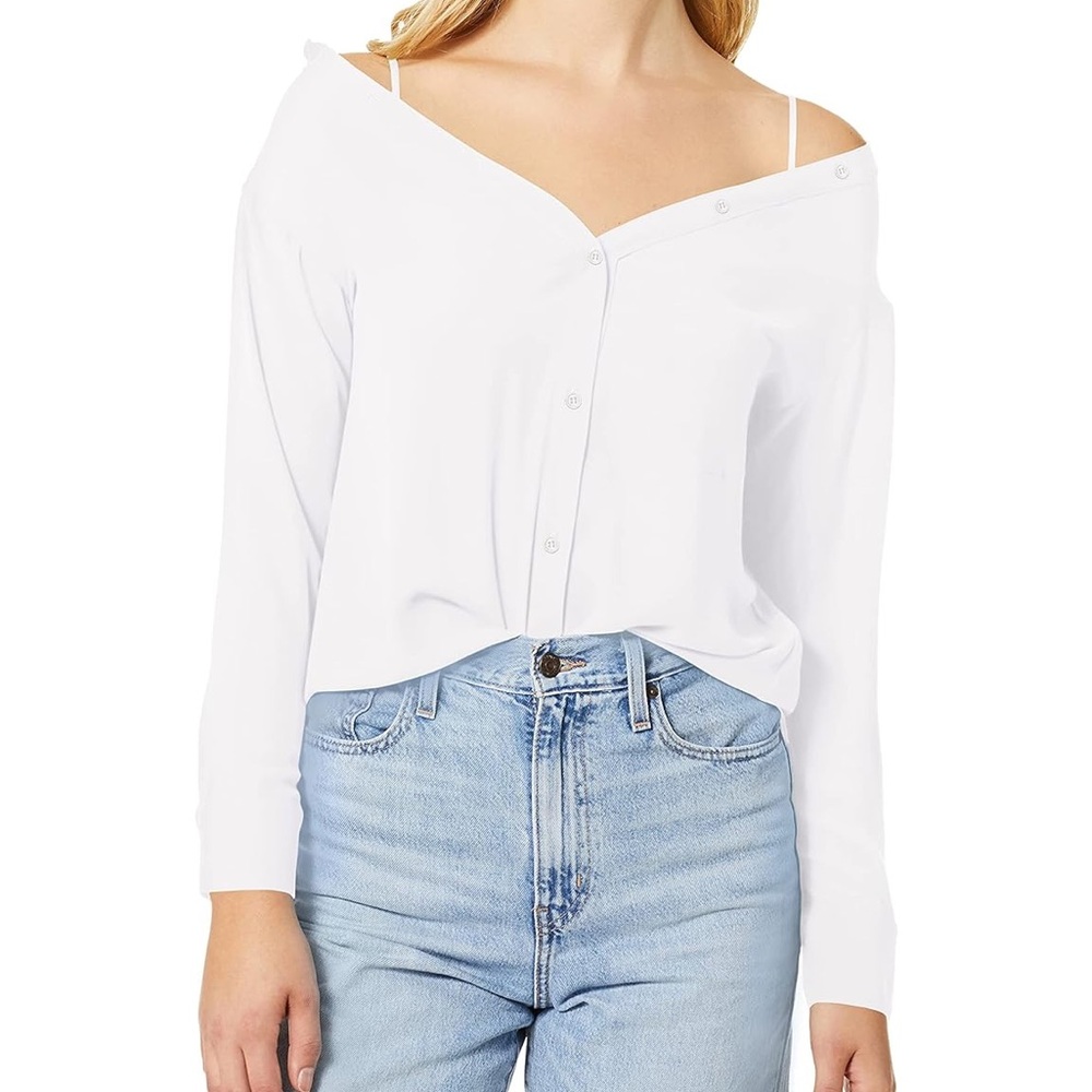 Bailey 44 Off-Shoulder White Button Down Shirt